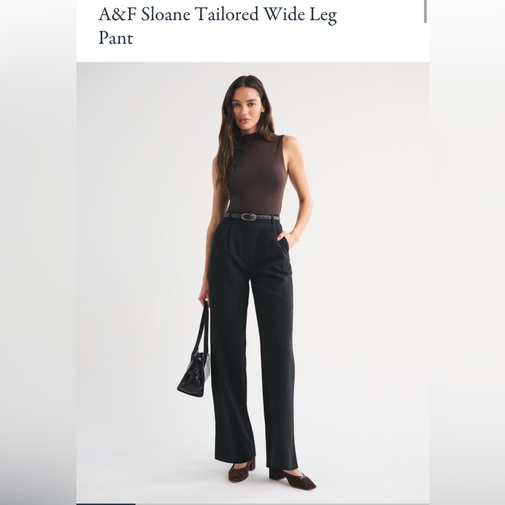 Abercrombie & Fitch Tailored Wide Leg Pant Black size 28/6 LONG curve love